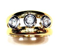 Ring Sommer Woman Anni '80 in Yellow Gold Diamante 0.26 Ct TRILOGY DIA CT 0.26 VS/G - TRILOGY DIA CT 0.26 VS/G